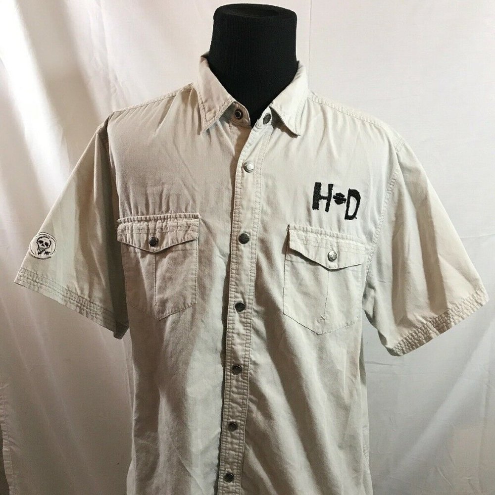 Harley Davidson cream and black shirt - mens 2XL
